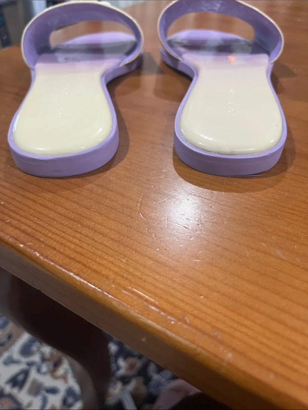 Tory Burch Lavender Ombre Patent Logo Slide Sandals